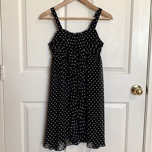 Justice girl’s sleeveless black & white polka dot dress casual formal 14 youth